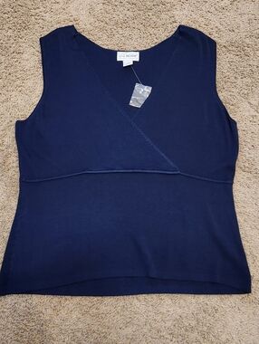 J. G. Hook Navy Sleeveless Surplice Tank Top